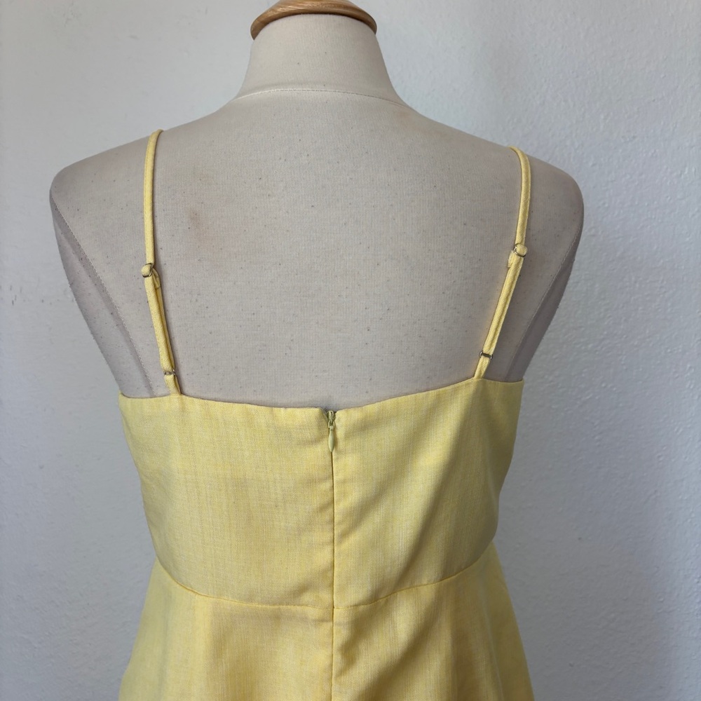 Solid Yellow Spaghetti Strap Fitted Dress - image 5